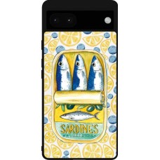 Coque Google Pixel 6a - Silicone rigide noir Sardines in oil 2026