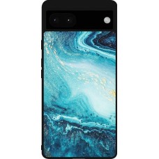 Coque Google Pixel 6a - Silicone rigide noir Sea Foam Blue