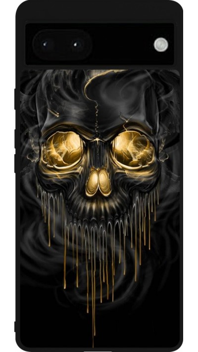 Coque Google Pixel 6a - Silicone rigide noir Skull 02