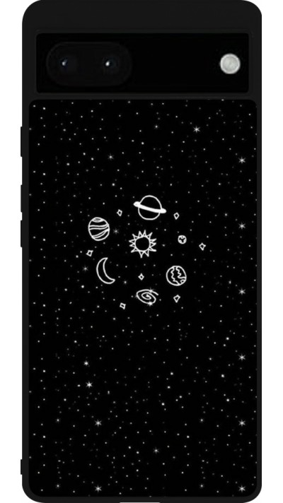 Coque Google Pixel 6a - Silicone rigide noir Space Doodle