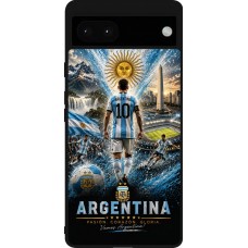 Coque Google Pixel 6a - Silicone rigide noir Football Argentine splash 2026