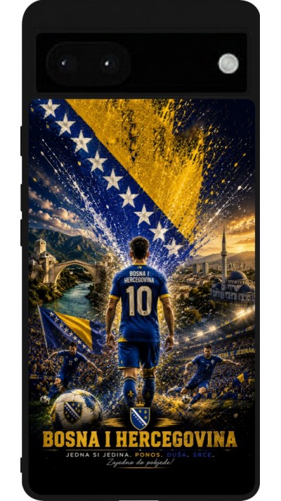 Coque Google Pixel 6a - Silicone rigide noir Football Bosnie-Herzégovine splash 2026