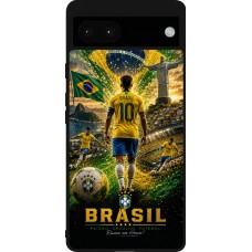 Coque Google Pixel 6a - Silicone rigide noir Football Brésil splash 2026