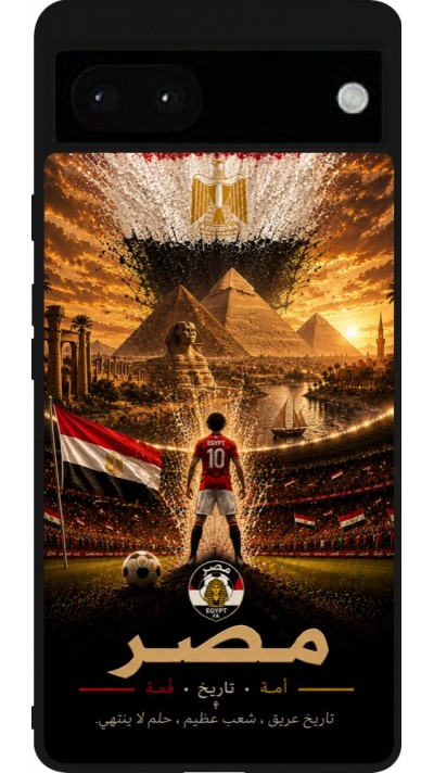 Coque Google Pixel 6a - Silicone rigide noir Football Égypte splash 2026