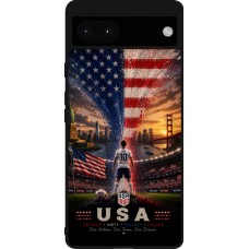 Coque Google Pixel 6a - Silicone rigide noir Football États-Unis splash 2026