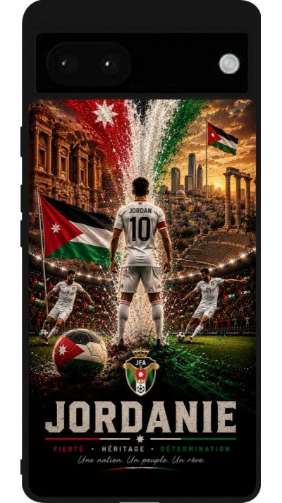 Coque Google Pixel 6a - Silicone rigide noir Football Jordanie splash 2026