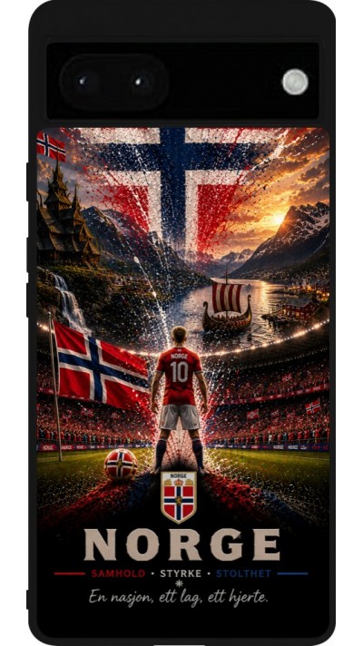 Coque Google Pixel 6a - Silicone rigide noir Football Norvège splash 2026