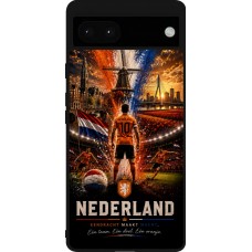 Coque Google Pixel 6a - Silicone rigide noir Football Pays-Bas splash 2026