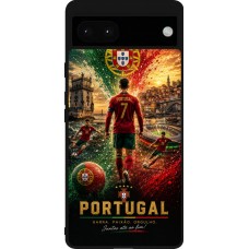 Coque Google Pixel 6a - Silicone rigide noir Football Portugal splash 2026