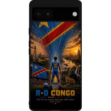 Coque Google Pixel 6a - Silicone rigide noir Football République démocratique du Congo splash 2026