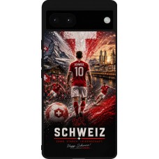 Coque Google Pixel 6a - Silicone rigide noir Football Schweiz splash 2026