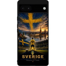 Coque Google Pixel 6a - Silicone rigide noir Football Suède splash 2026