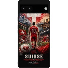 Coque Google Pixel 6a - Silicone rigide noir Football Suisse splash 2026