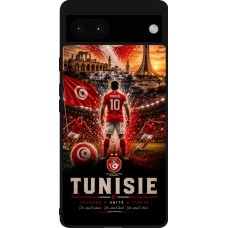 Coque Google Pixel 6a - Silicone rigide noir Football Tunisie splash 2026