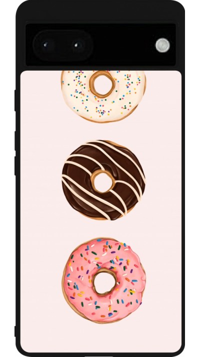 Coque Google Pixel 6a - Silicone rigide noir Spring 23 donuts