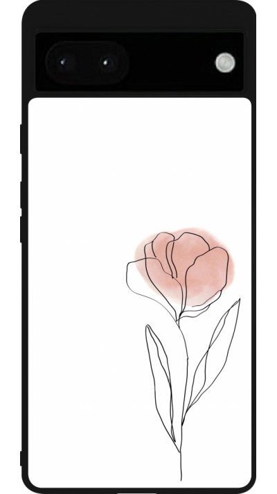Coque Google Pixel 6a - Silicone rigide noir Spring 23 minimalist flower
