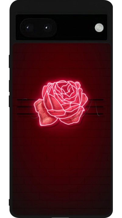 Coque Google Pixel 6a - Silicone rigide noir Spring 23 neon rose