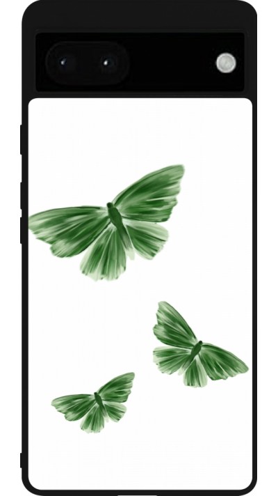 Coque Google Pixel 6a - Silicone rigide noir Butterflies 2026