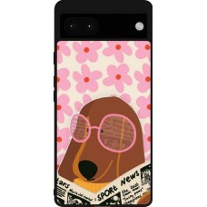 Coque Google Pixel 6a - Silicone rigide noir Dog with newspaper 2026