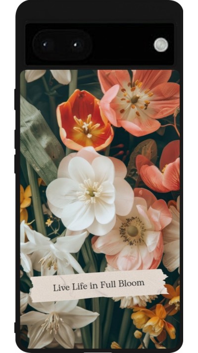 Coque Google Pixel 6a - Silicone rigide noir Full Bloom 2026