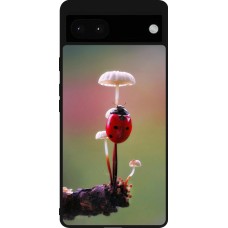 Coque Google Pixel 6a - Silicone rigide noir Ladybird on a mushroom Spring 2026