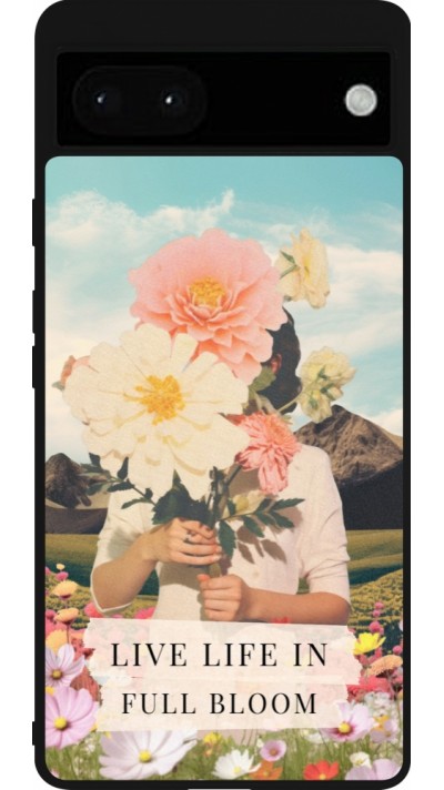 Coque Google Pixel 6a - Silicone rigide noir Live life in full moon 2026