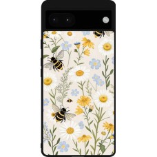 Coque Google Pixel 6a - Silicone rigide noir Pattern bees Spring 2026