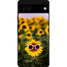 Coque Google Pixel 6a - Silicone rigide noir Sunflower with glasses Spring 2026