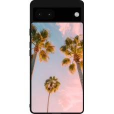Coque Google Pixel 6a - Silicone rigide noir Summer 2025 Palmiers