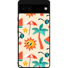 Coque Google Pixel 6a - Silicone rigide noir Summer 2025 Pattern soleil
