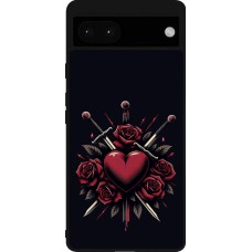 Coque Google Pixel 6a - Silicone rigide noir Valentine 2024 gothic love