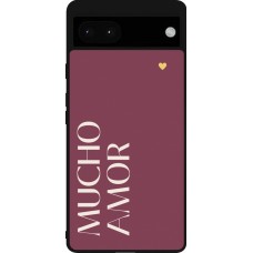 Coque Google Pixel 6a - Silicone rigide noir Valentine 2024 mucho amor rosado