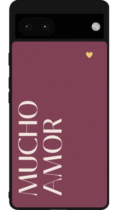 Coque Google Pixel 6a - Silicone rigide noir Valentine 2024 mucho amor rosado