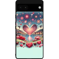Coque Google Pixel 6a - Silicone rigide noir Valentine 2025 Chic