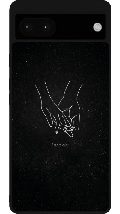 Coque Google Pixel 6a - Silicone rigide noir Valentine 2023 hands forever