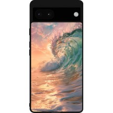 Coque Google Pixel 6a - Silicone rigide noir Wave Sunset