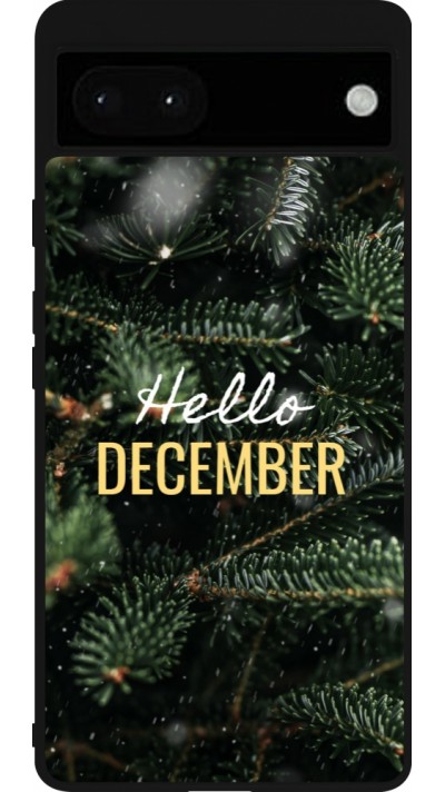 Coque Google Pixel 6a - Silicone rigide noir Winter 25 Winter hello december