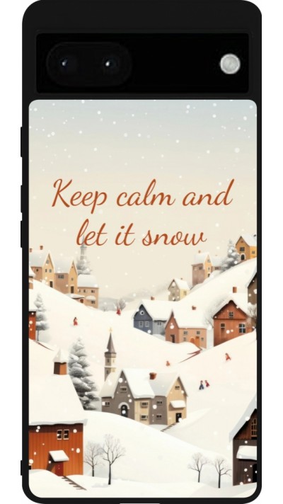 Coque Google Pixel 6a - Silicone rigide noir Winter 25 Winter Keep calm and let it snow