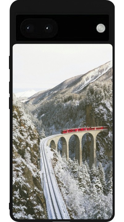 Coque Google Pixel 6a - Silicone rigide noir Winter 25 Winter polar express