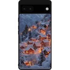 Coque Google Pixel 6a - Silicone rigide noir Winter 25 Winter snowy village