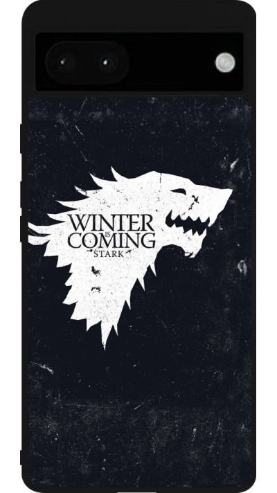 Coque Google Pixel 6a - Silicone rigide noir Winter is coming Stark