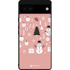 Google Pixel 6a Case Hülle - Silikon schwarz Weihnachten 2024 Rose Schneemann Weihnachten