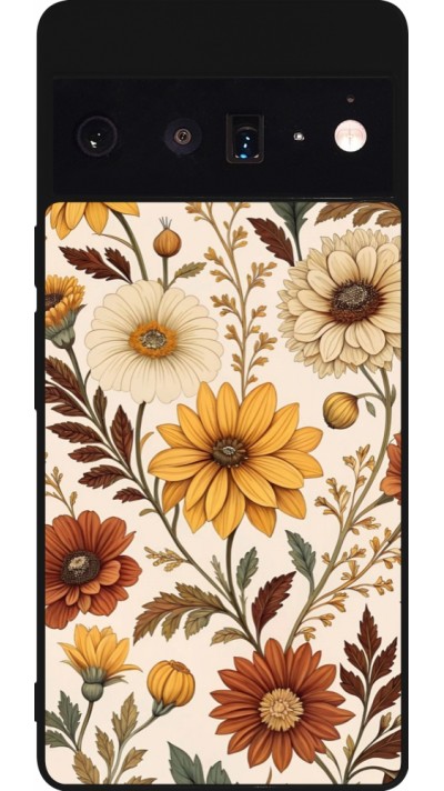 Coque Google Pixel 6 Pro - Silicone rigide noir Autumn 25 Flower pattern