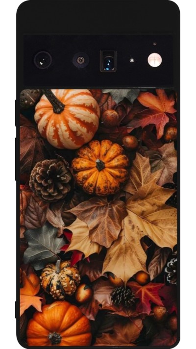 Coque Google Pixel 6 Pro - Silicone rigide noir Autumn 25 Pumpkin