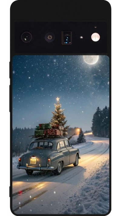 Coque Google Pixel 6 Pro - Silicone rigide noir Christmas 25 Car with Tree Xmas