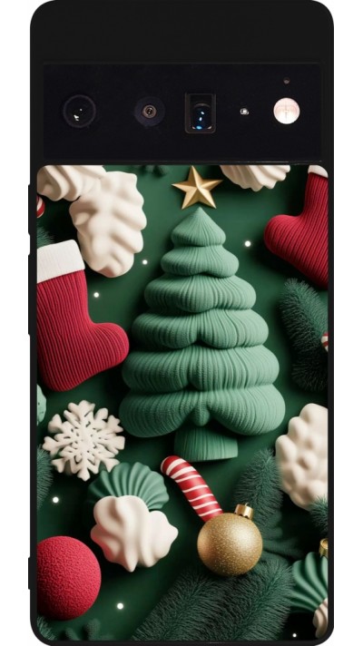 Coque Google Pixel 6 Pro - Silicone rigide noir Christmas 25 Christmas textiles