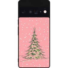 Google Pixel 6 Pro Case Hülle - Silikon schwarz Christmas 25 Pink Tree