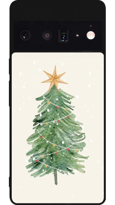 Coque Google Pixel 6 Pro - Silicone rigide noir Christmas 25 Sketch Tree