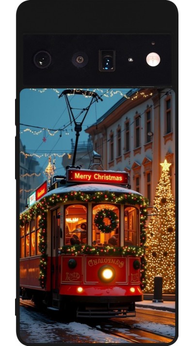 Coque Google Pixel 6 Pro - Silicone rigide noir Christmas 25 Xmas Train