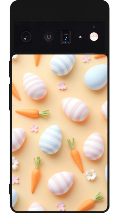 Coque Google Pixel 6 Pro - Silicone rigide noir Easter 2026 Pattern Easter